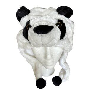 Black and white panda plush critter cap Halloween